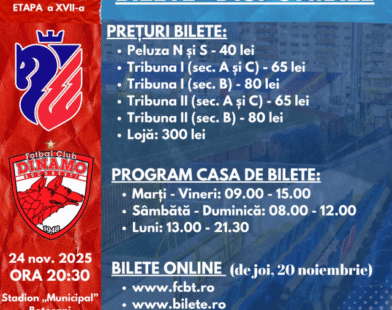 Biletele la FC Botoșani – Dinamo